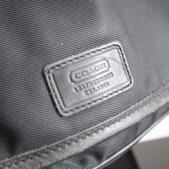 COACH VTG Black Nylon Canvas Leather Flap Large Messenger Portfolio Bag 5109 - Picture 4 of 7
